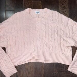 Aritzia Sunday Best Pink Cable Knit Sweater